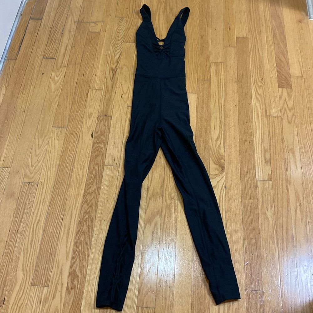 Carbon38 Black Fitted Jumpsuit with Deep V Neck